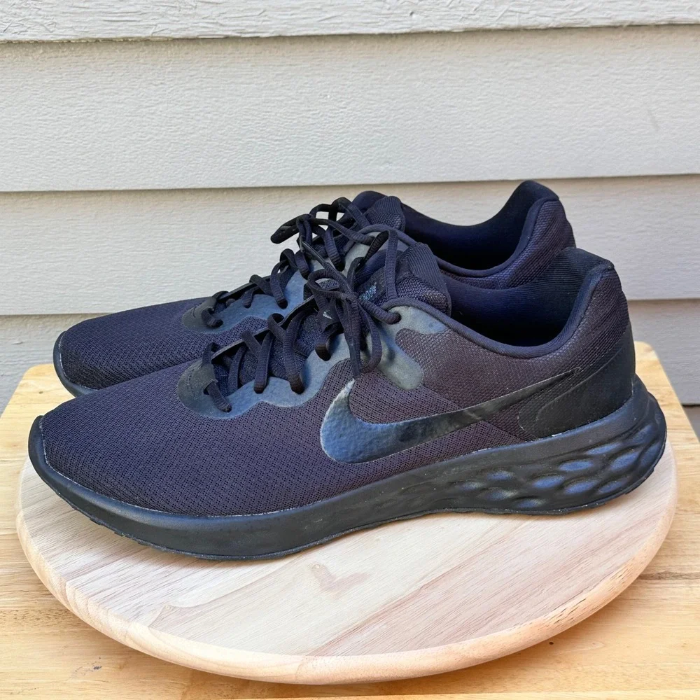 Nike Revolution 6 Next Nature Mens Running Shoes Triple Black DC3728-001 Size 15